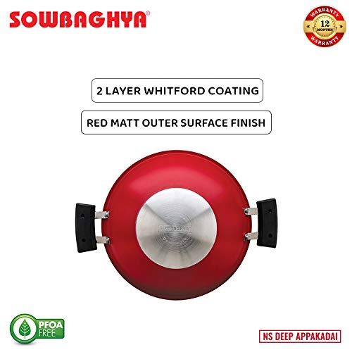 Sowbaghya Non Stick Aluminium Deep Appakadai (Aluminium, 2.6 Mm Thickness) Red