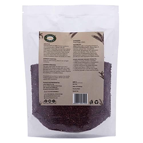 Millet Amma Unpolished Certified Ragi Finger Millet - 1000 gms (pack of 2)