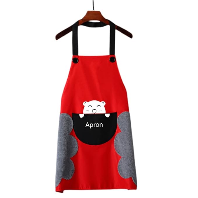 Yindella Kitchen Apron Cute Bear With Center Pocket Hand Towel Women and Men Chef Cooking