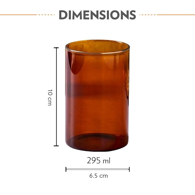 Borosil 295ml Set of 6 Pieces Amber Vision Transparent Drinking Glass