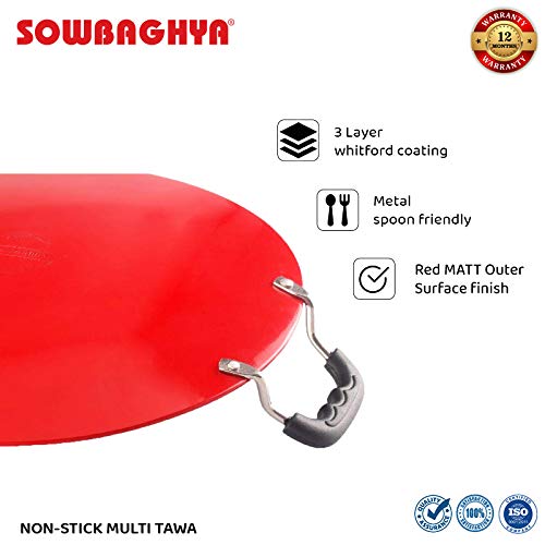 Sowbaghya Non Stick Concave Multi Tawa 3.2mm Thickness (30cm Dia Black)