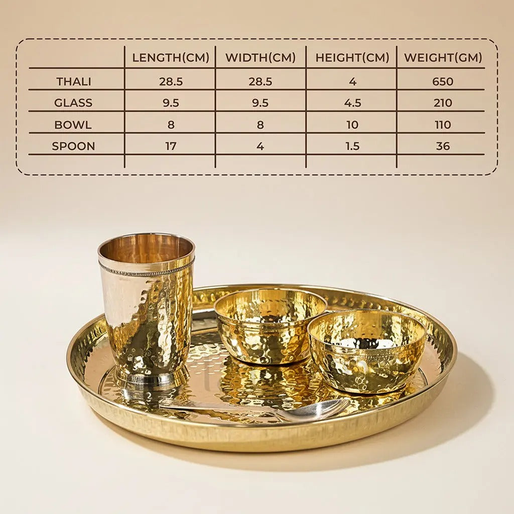 Artarium Brass Hammered Thali Set