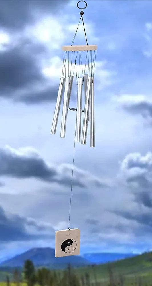 Aluminium 7 Pipe Silver Wind Chimes 24 Inch Long