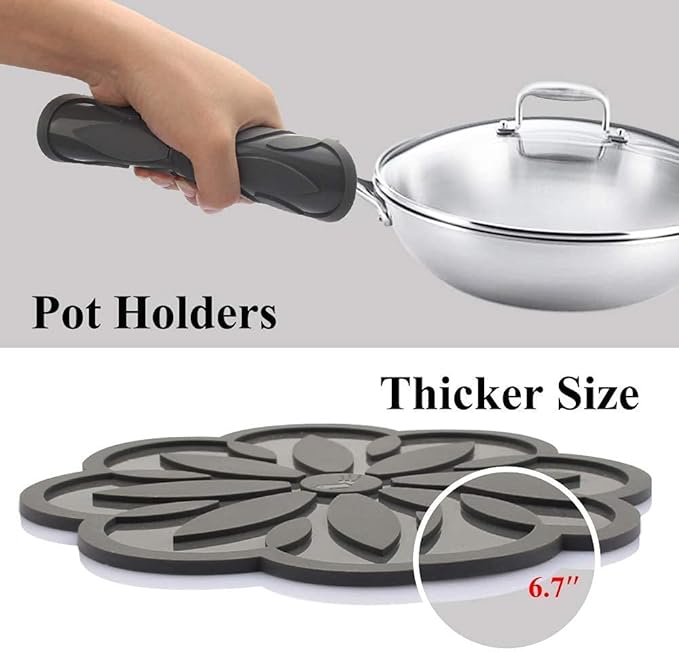 P-Plus International Set Silicone Pot Holders Mat Jar Opener Spoon Rest Kitchen (Pack of 4 Green)