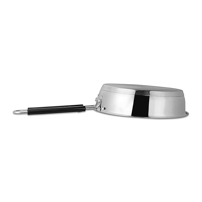 Kanshitas Rasoiware Heavy Geauge Stainless Steel Induction Bottom Fry Pan Tadka Pan 1 Liter