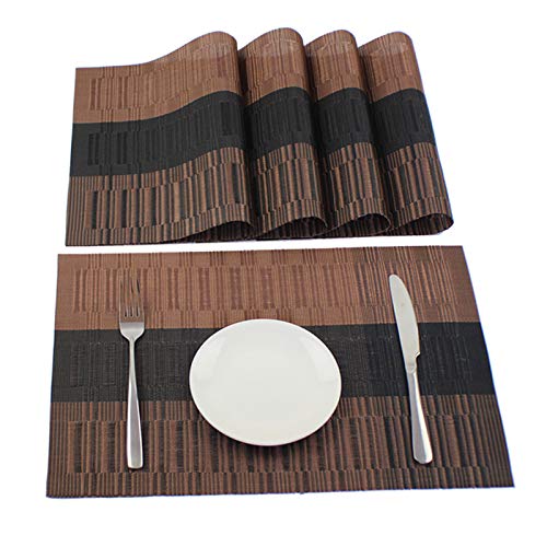 Leeonz Easy to Clean Non-Slip Heat Resistant Stain Resistant Washable Easy Brown Set of 4