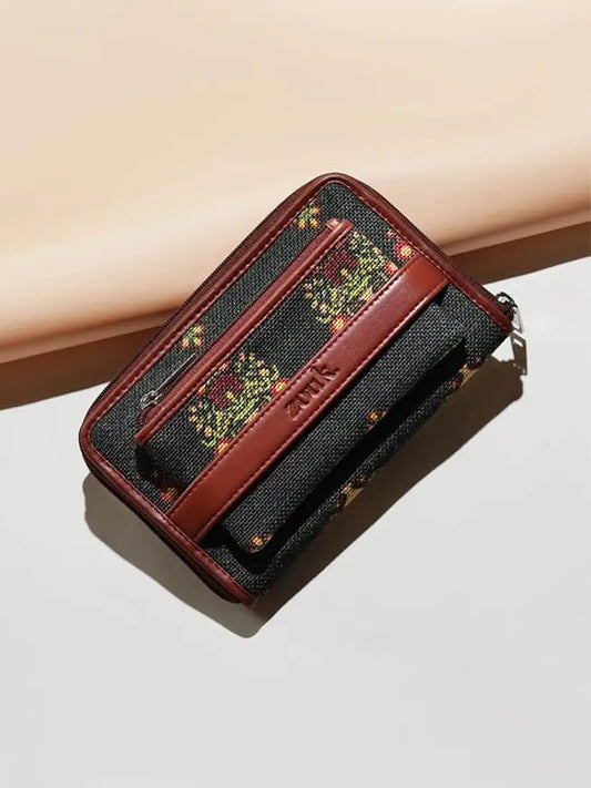 Zouk Wallets for Women Handmade Classic Wallets for Females Vegan Leather and Jute