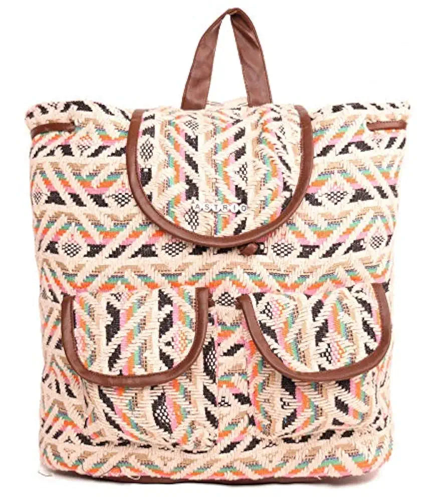 Astrid Canvas Girls Backpack Medium Size Colour Black & Cream
