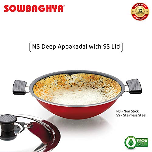 Sowbaghya Non Stick Aluminium Deep Appakadai (Aluminium, 2.6 Mm Thickness) Red