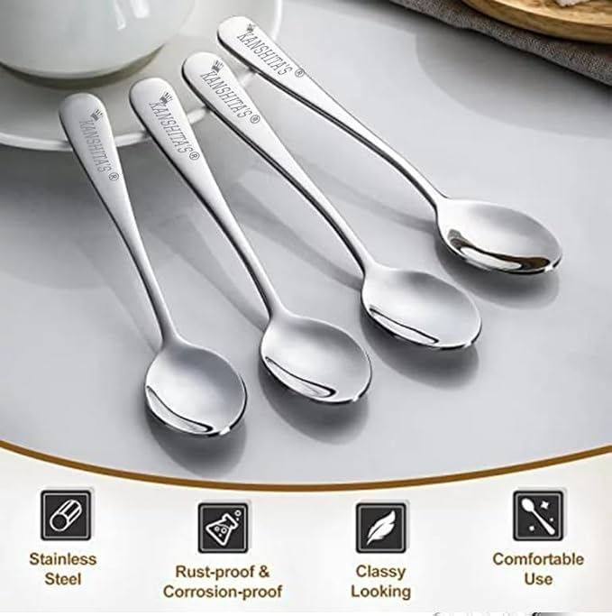 Kanshitas Rasoiware Stainless Steel Baby Spoons Set of 6 Elegant & Long Lasting