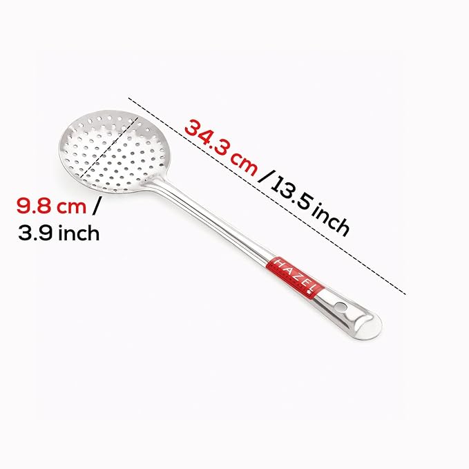 Hazel Stainless Steel Puri Frying Strainer Jhara Versatile Deep Fry Chalni with Handle for Kitchen
