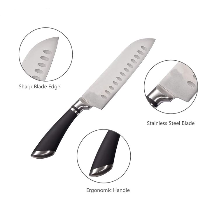 Pepplo Santoku Knife Kitchen Knife Forged of High Carbon Steel Mincing and Chopping