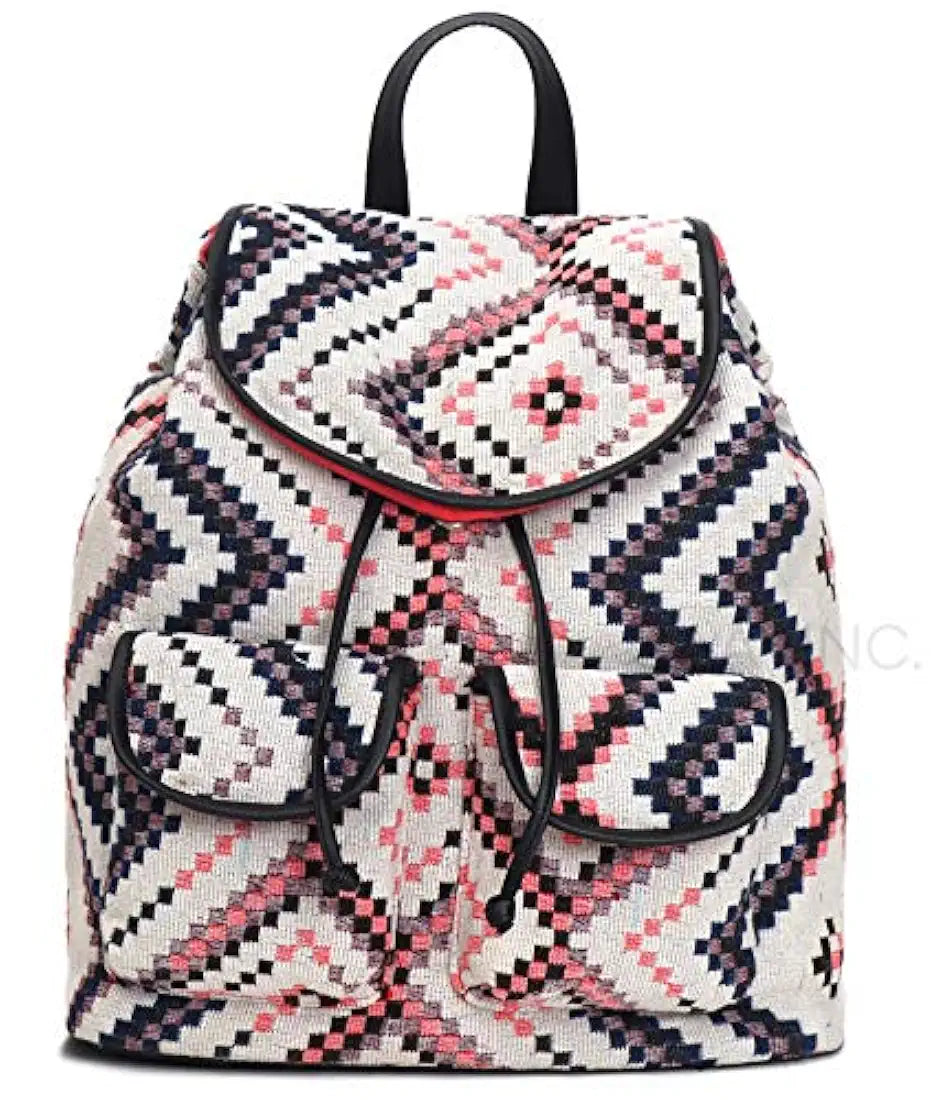 Astrid Multicolor Cotton Girls Backpack With External Pockets In Front Colour Classy Black And White Checkered