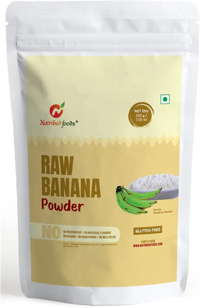 Nutribud Foods Raw Banana Powder - Gluten-Free | Natural Ingredients | Pack Of 1, 200G