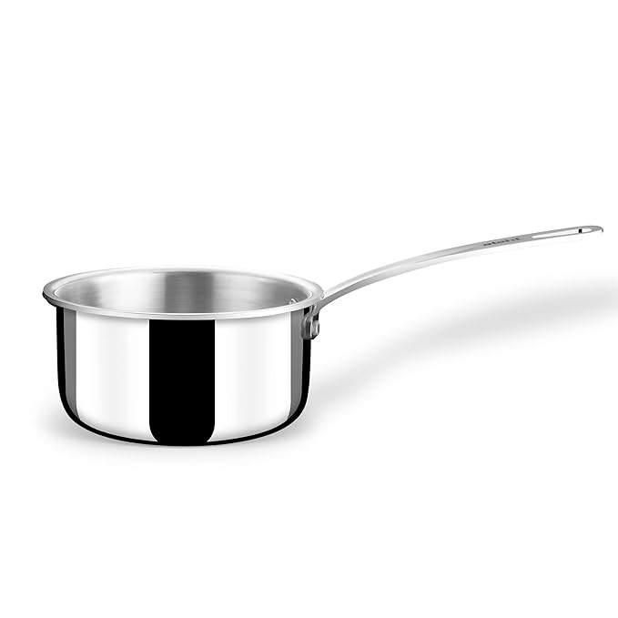 Stahl Artisan Triply Stainless Steel Saucepan With Lid Sauce Pan Induction Base Milk Pan Tea Pan Stainless Steel | 1 L | 14 Cm