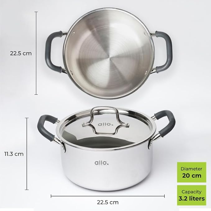 Allo CookSafe TriPly Stainless Steel Casserole Saucepot Stockpot Non Stick 20cm 3.2 Litre