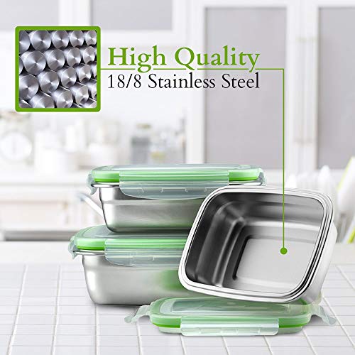 Femora Steel Rectangle Airtight Leakproof Container With Lock Lid Lunch Box | 850 Ml | 1800 Ml | 2800 Ml | Set of 3
