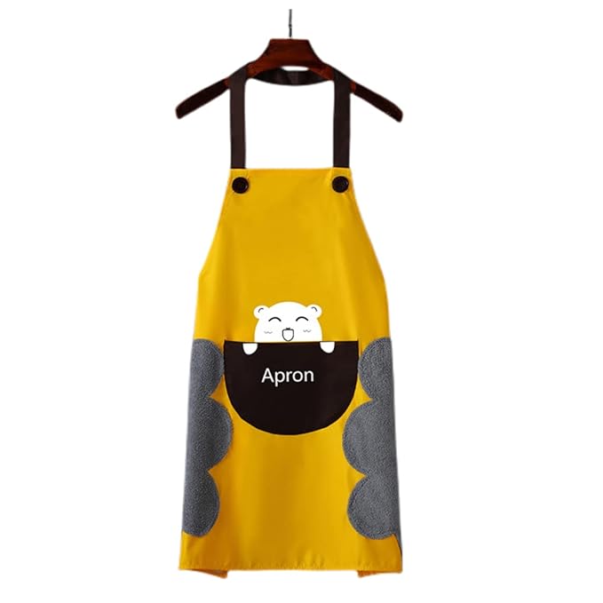 Yindella Kitchen Apron Cute Bear With Center Pocket Hand Towel Women and Men Chef Cooking