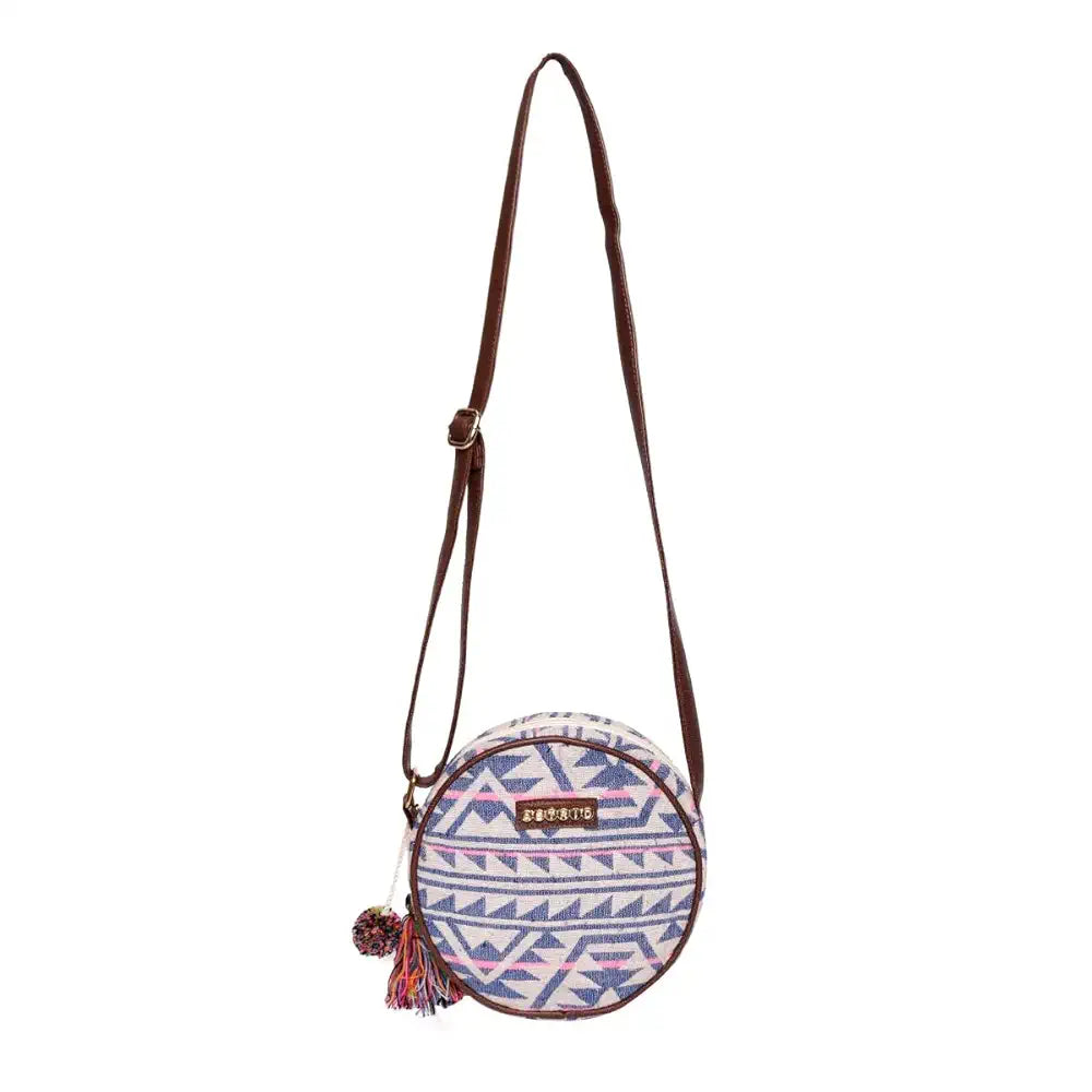 Astrid Round Sling Bag With Pompoms For Girls And Women