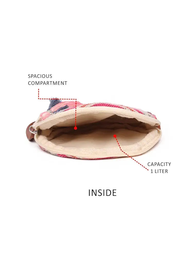 Astrid Round Textured Sling Bag For Girls With Zip Colour Pretty Pink