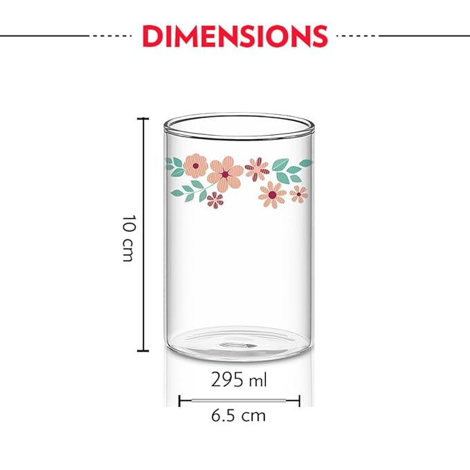 Borosil Vision Ayana 295 Ml Set of 6 Pieces Transparent Drinking Glass