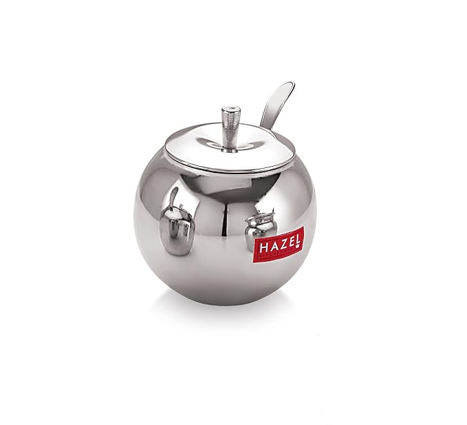 Hazel Stainless Steel Oil and Ghee Container With Spoon for Kitchen 320 ml Capacity