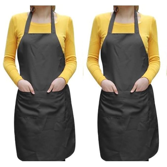 Airwill Cotton Solid Color Aprons Sized 65cm in Width & 80cm in Length with 2 Center Pocket