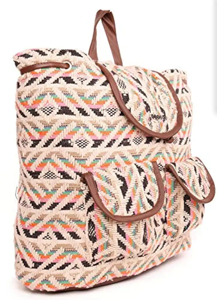 Astrid Canvas Girls Backpack Medium Size Colour Black & Cream