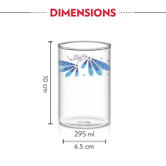 Borosil Vision Twilight 295 ml Set of 6 pcs Transparent Drinking Glass