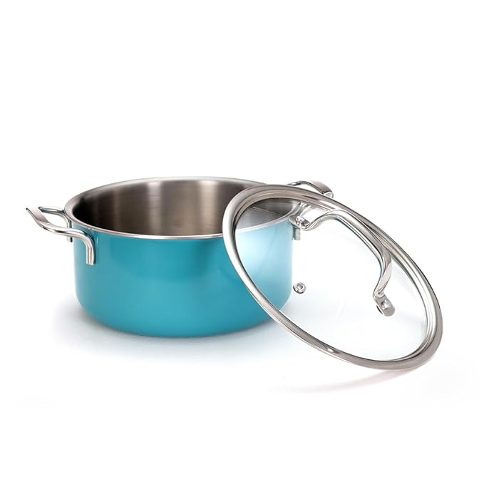 Arttdinox Vida Stainless Steel Triply Casserole With Lid | Biryani Pot | Stock Pot With Lid | Jindal Stainless | 20cm | 3 Ltr