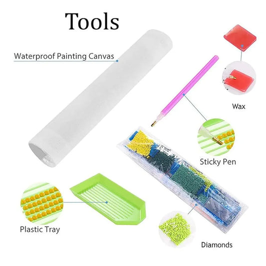 TULIP N TURTLE Women with Guitar DIY 5D Diamond Painting by Number Kits Round Drill Cross Stitch Pictures Arts Craft