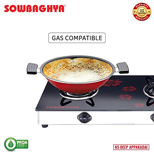 Sowbaghya Non Stick Aluminium Deep Appakadai (Aluminium, 2.6 Mm Thickness) Red