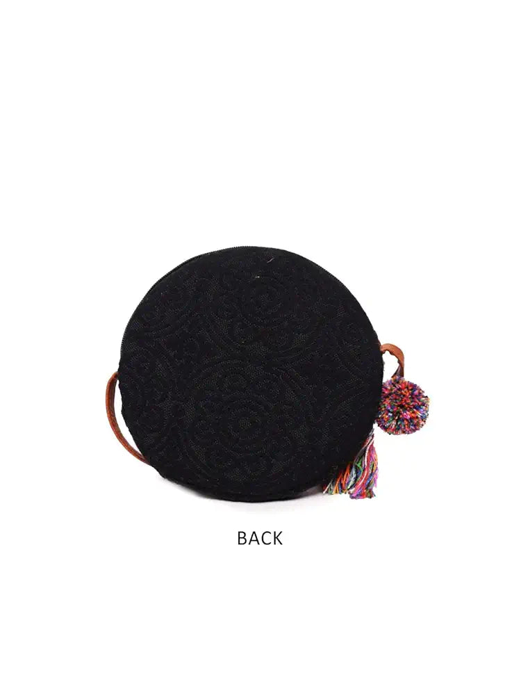 Astrid Round Textured Sling Bag For Girls With Zip Colour Grey
