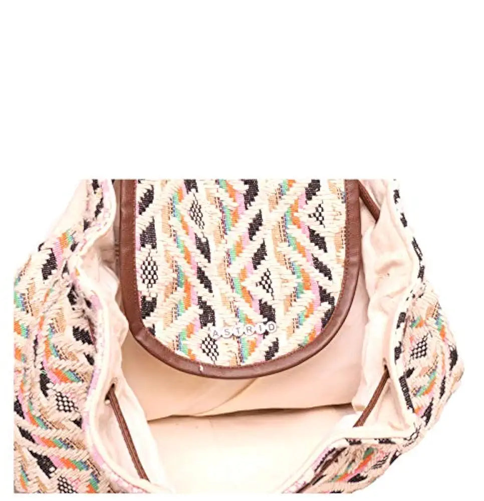 Astrid Canvas Girls Backpack Medium Size Colour Black & Cream