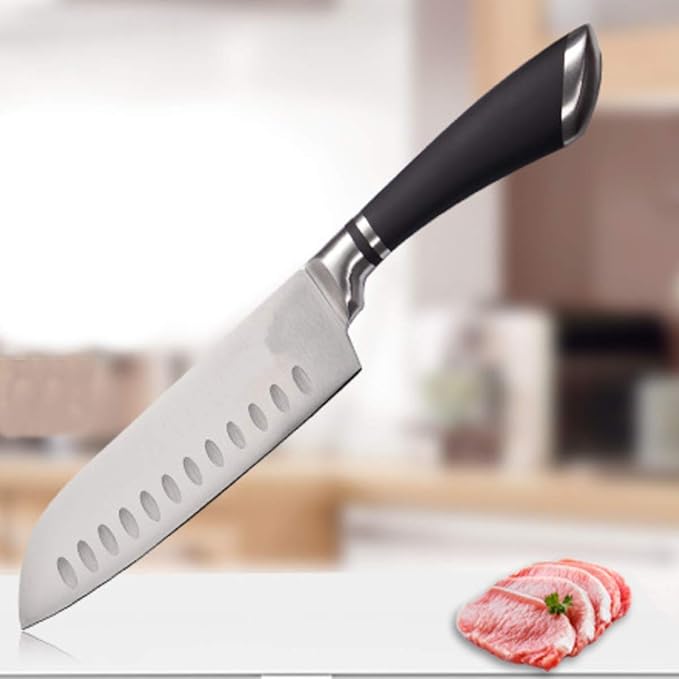 Pepplo Santoku Knife Kitchen Knife Forged of High Carbon Steel Mincing and Chopping
