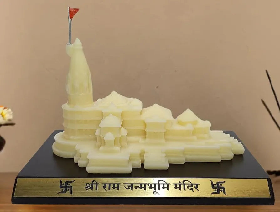 Gold Art India Ram Mandir Ayodhya Ivory Finish Minature 5.2 inch