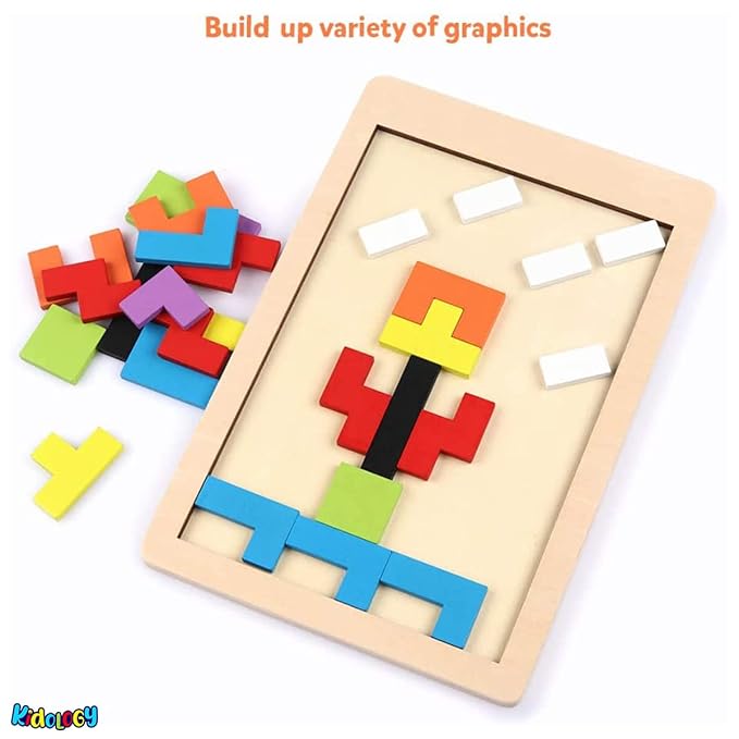 Kidology Wooden 3D Russian Blocks Puzzle Game for Kids 40 Pcs