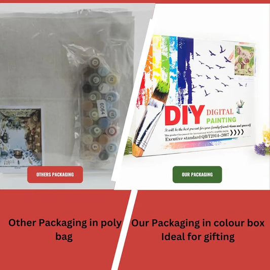 TULIP N TURTLE Cafe DIY Acrylic Paint by Number Kit for Adults Kids Beginner Number Painting kit DIY Canvas Painting by Number Wall Decoration DIY Painting kit for Adults