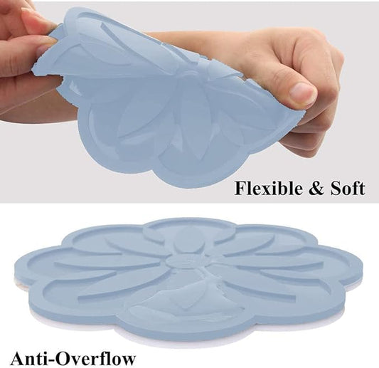 P-Plus International Big Round Silicone Trivets Mats for Hot Dishes and Hot Pads Blue (Pack of 4)