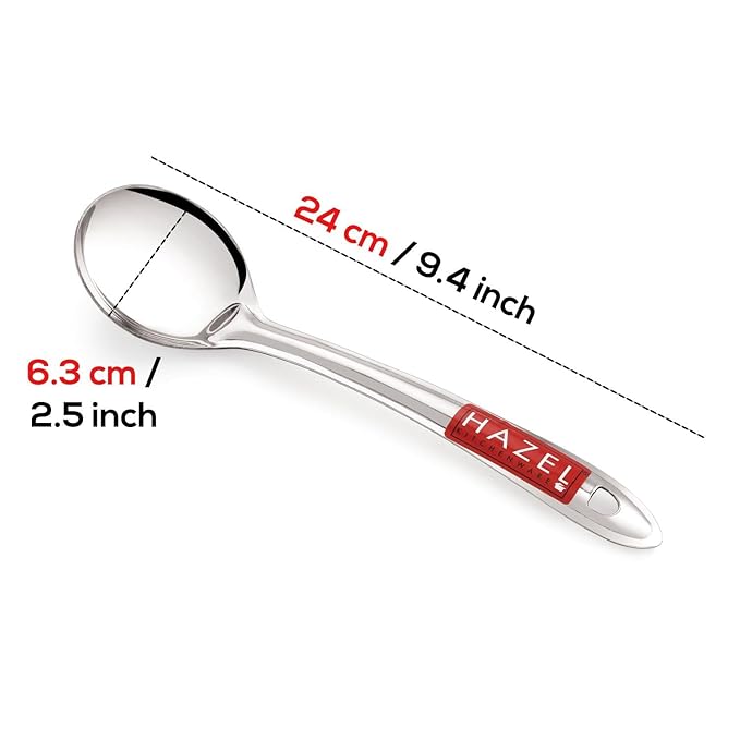 Hazel Stainless Steel Oval Shape Serving Spoon Scooper Spatula Server Kitchen Utensils