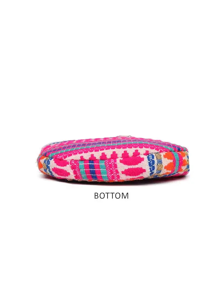 Astrid Round Textured Sling Bag For Girls With Zip Colour Pinkish Purple