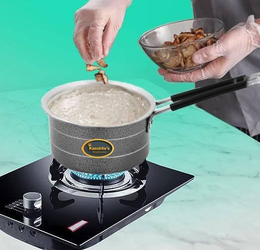 Kanshitas Rasoiware Black Aluminium Tea Pan Sauce pan 1 Liter