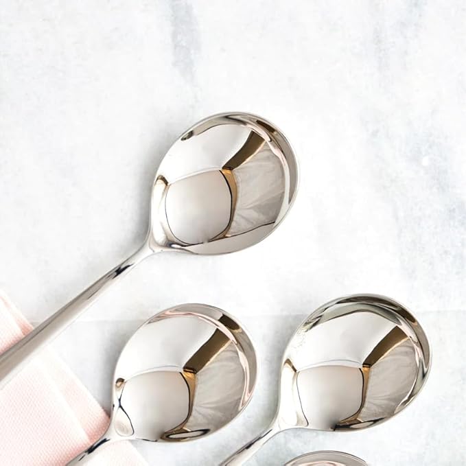 Arttdinox Stainless Steel Decoline Soup Spoon Set of 6 | Dishwasher Safe | Modern Elegance | Serveware & Tableware