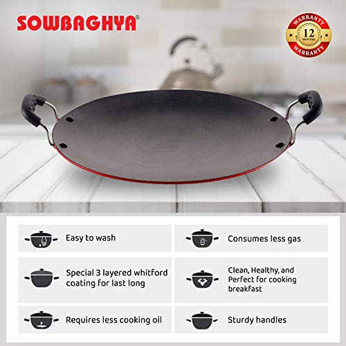 Sowbaghya Non Stick Concave Multi Tawa 3.2mm Thickness (30cm Dia Black)