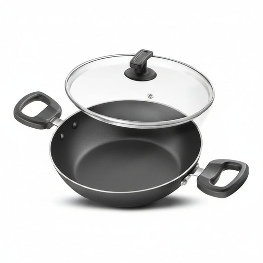 Judge by Prestige Everyday Non-Stick Kadhai with Glass Lid Low Oil Cooking Cool Touch Handles