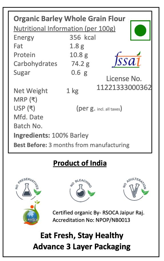 Organic Barley Atta/Flour