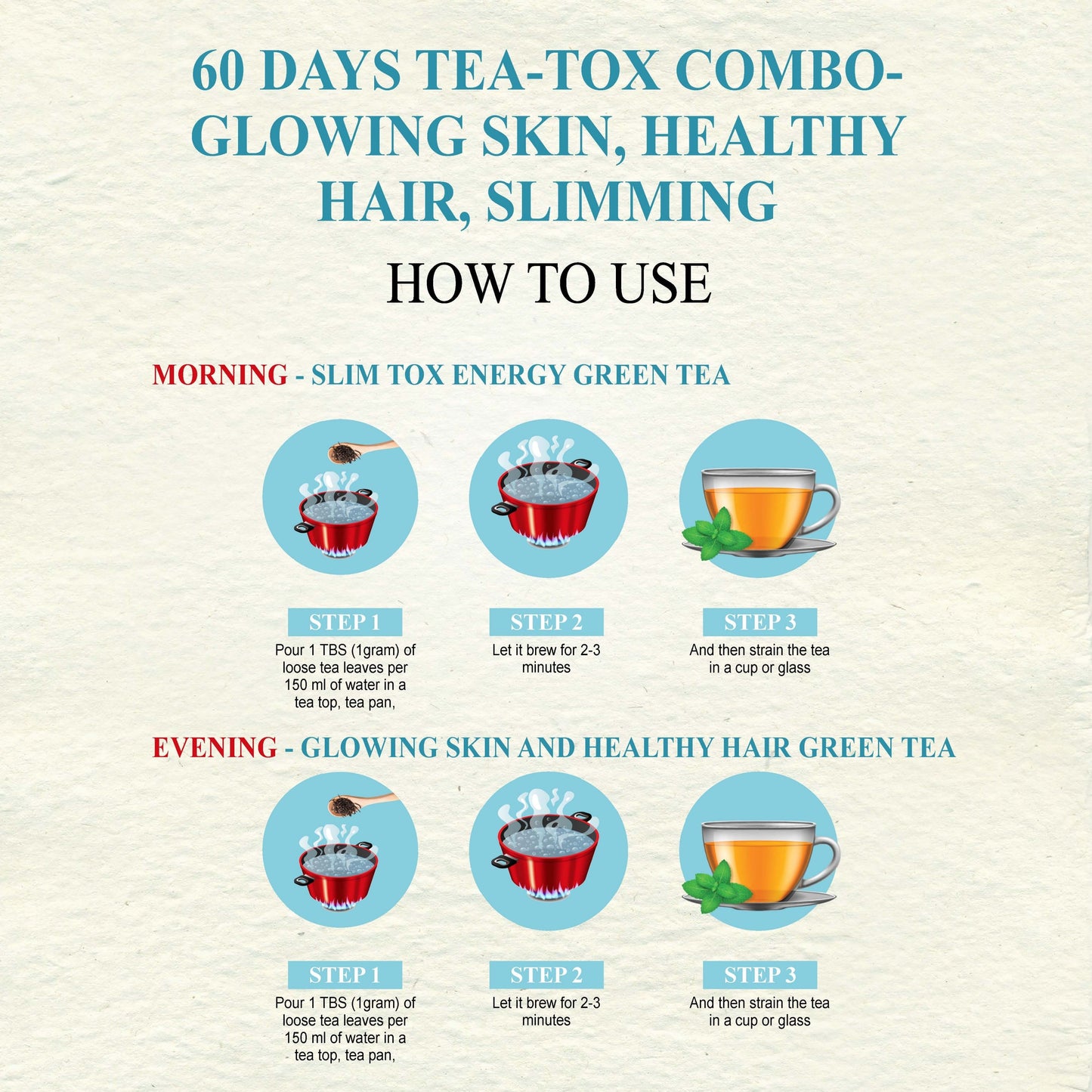 Love Earth 60 Days Tea-Tox Combo- Glowing Skin, Healthy Hair, Slimming