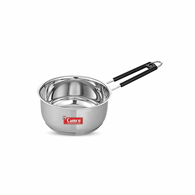 Camro Induction Bottom Deep Sauce Pan 10 No 1.1 Liters Gas Stove Compatible Dishwasher Safe