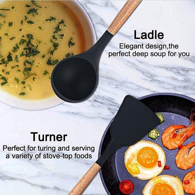 Amicus Silicon Spatula Set for Kitchen Non Stick Pan Cooking Spatula Turner Ladle Slotted Serving Spoon