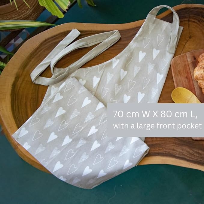 Oak & Lily Kitchen Apron Fully washable with large front pocket Beige and Ivory